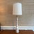 Mid-century modern ceramic and brass table lamp with original shade and milk glass diffuser. The ceramic body has a really...