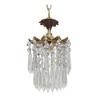 1950s Italian Brass Upside Down Layered Cake Chandelier For Sale