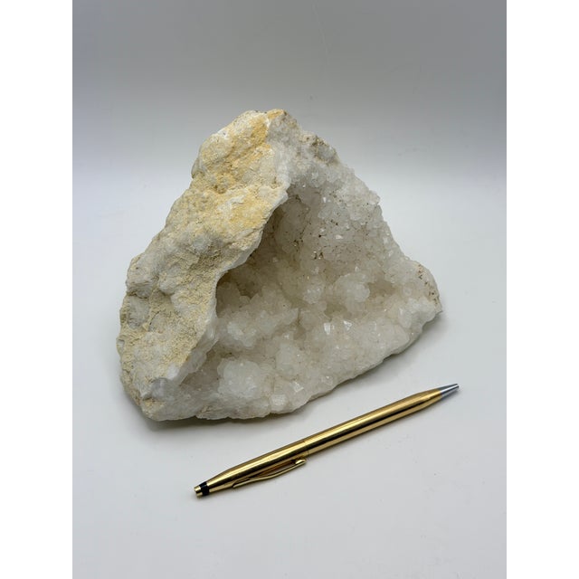 1990s Natural Quartz Crystal Geode Specimen — Large Split Cluster Display For Sale - Image 4 of 6