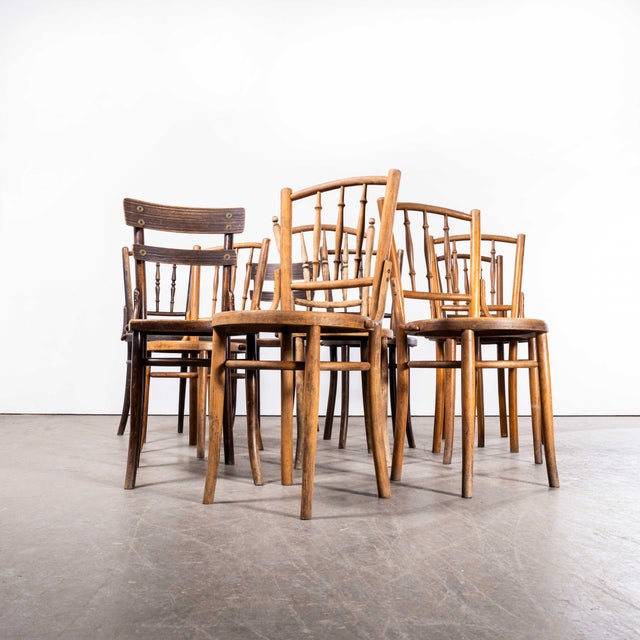 Wood Mixed Bentwood Debrecen Spindle Back Dining Chairs, 1940s, Set of 4 For Sale - Image 7 of 18