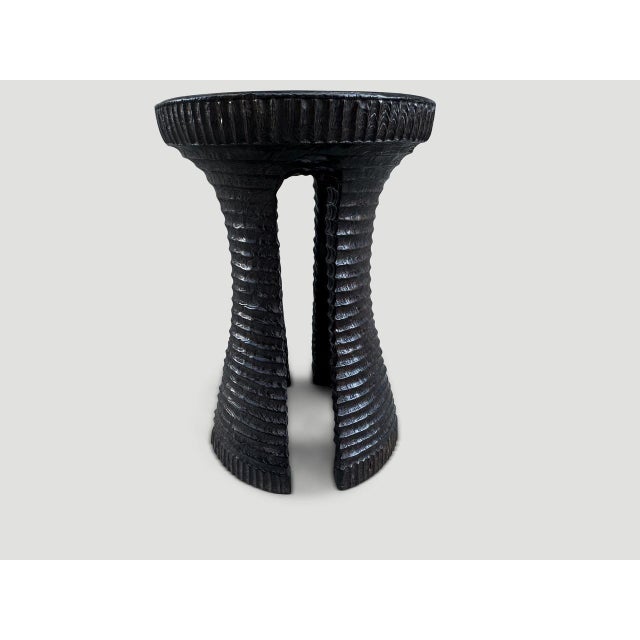 Mid-Century Modern Andrianna Shamaris Sculptural Teak Wood Side Table or Stool For Sale - Image 3 of 6