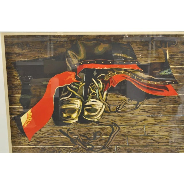 Vintage Lowell Nesbitt "Boots" 1974 Signed Limited Framed Art Print 16/50. Circa Late 20th Century. Measurements: 34.5" H...