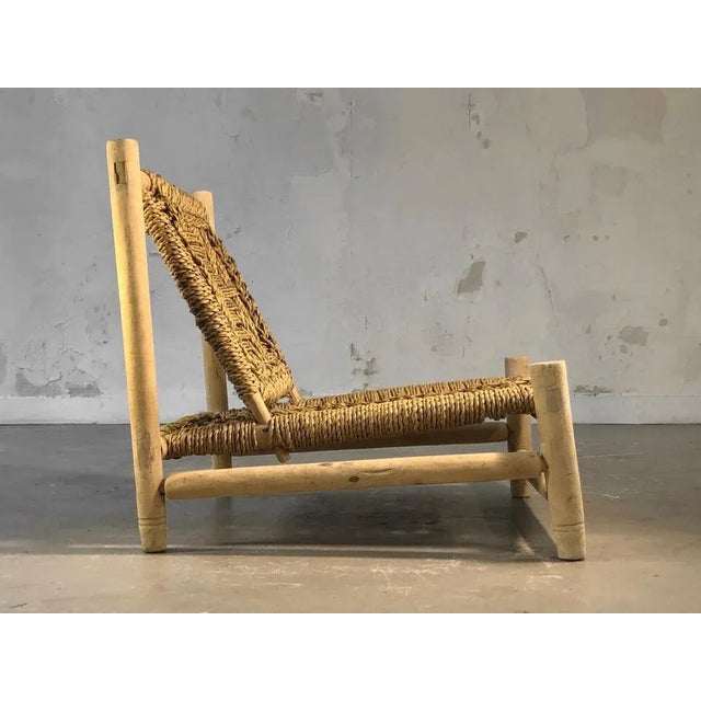 Textile Low Light Wooden Armchair by Adrien Audoux & Frida Minet, 1950 For Sale - Image 7 of 12