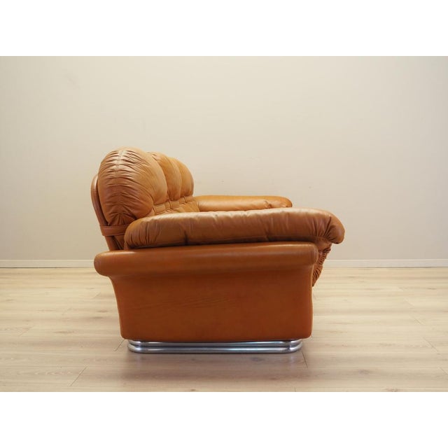 Metal Space Age Orange Leather Sofa, Italy, 1960s For Sale - Image 7 of 18