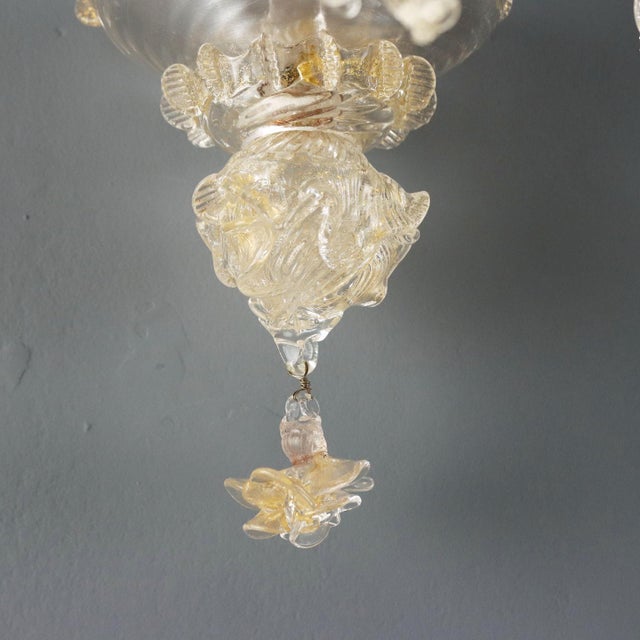 Metal Venetian Blown Glass Wall Lights with Gold Shades, Set of 2 For Sale - Image 7 of 10