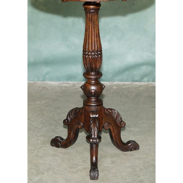 Antique Victorian Hand Carved Chess Table with Ornately Fluted Base For Sale - Image 9 of 12