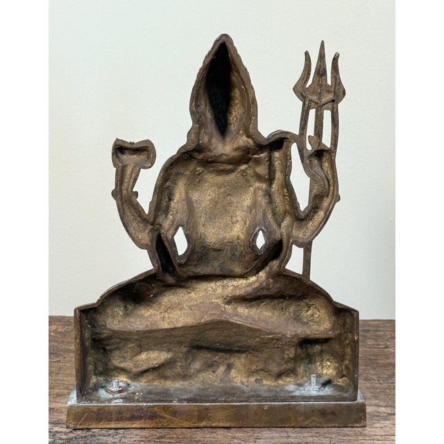 Metal Vintage Hindu Brass Shiva Nataraja Seated Meditation Sculpture For Sale - Image 7 of 8
