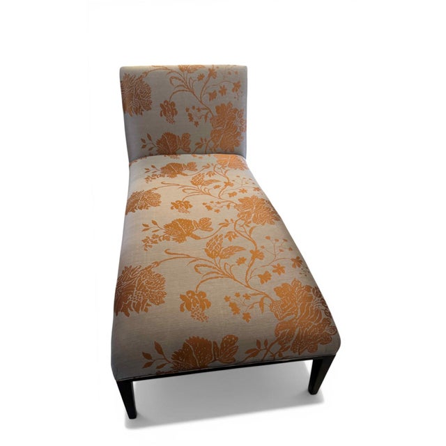 Transitional Silk Damask Chaise or Reamier For Sale - Image 10 of 11