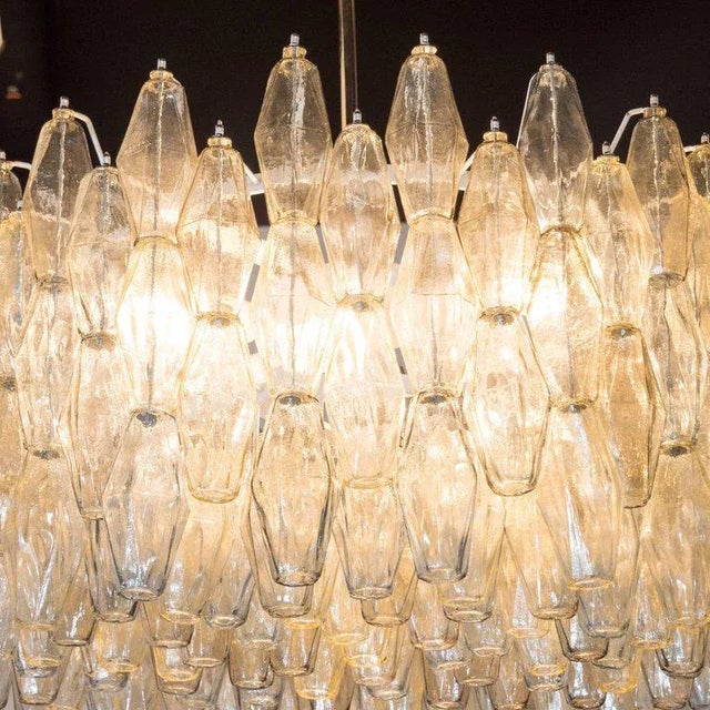 Modernist Handblown Murano Glass Polyhedral Drum Chandelier with Nickel Fittings For Sale - Image 4 of 10