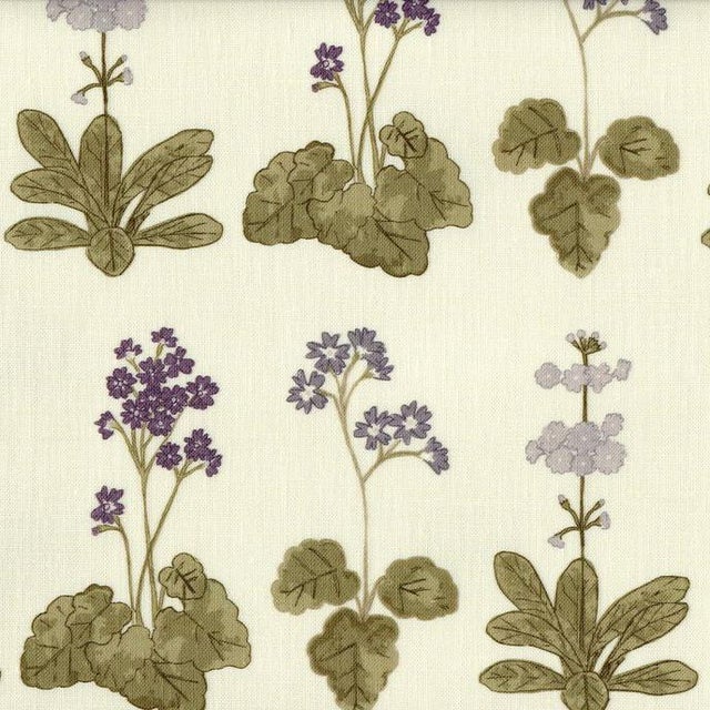 Lauren Servati Textiles, Primula Fabric in Lilac For Sale
