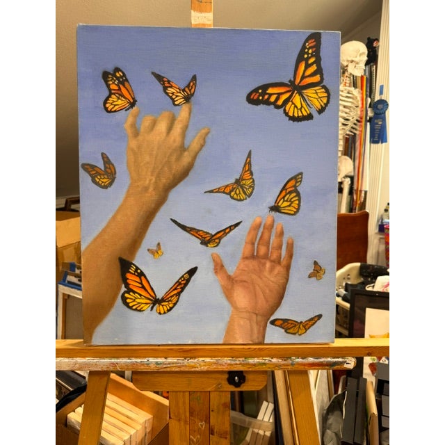 Butterflies and Me by Kathleen Varadi, 2016 Oil on Canvas For Sale - Image 12 of 12