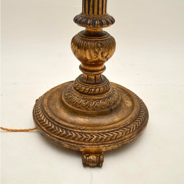 Antique Victorian Gilt Wood Floor Lamp, 1890s For Sale - Image 9 of 11