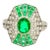 Emerald Diamond Platinum Art-Deco Style Ring, Size 7.5 For Sale