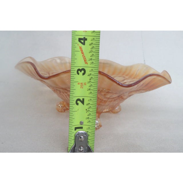 Early 20th Century Beaded Cable Style Marigold Carnival Glass Three Footed Bowl For Sale - Image 5 of 10