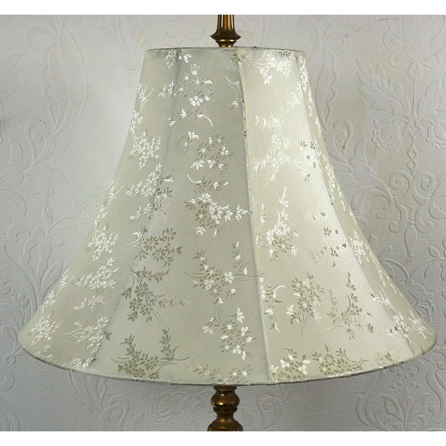 Antique Brass and Onyx Table Lamp with Fabric Shade from Unbekannt, 1930s For Sale - Image 10 of 13