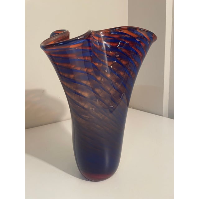 Brown Vintage Murano Style Art Glass Vase For Sale - Image 8 of 8