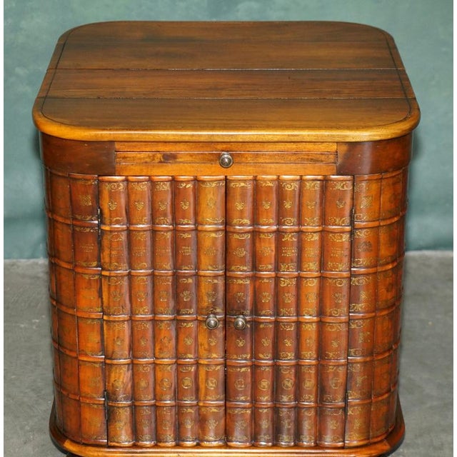 Faux Book Fronted Hardwood Library Side Cabinets by Theodore Alexander, Set of 2 For Sale - Image 4 of 18