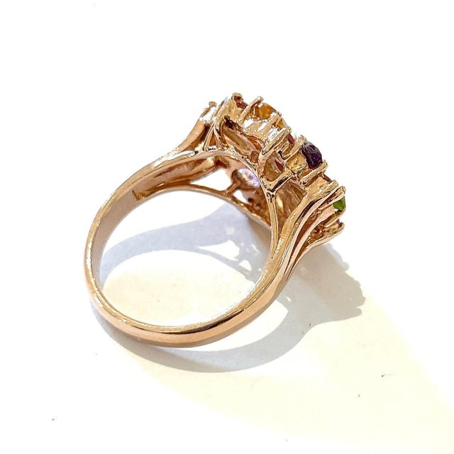 Gemstone Bochic "Orient" Vintage Amethyst, Topaz & Green Peridot Ring 18K Gold & Silver For Sale - Image 7 of 18