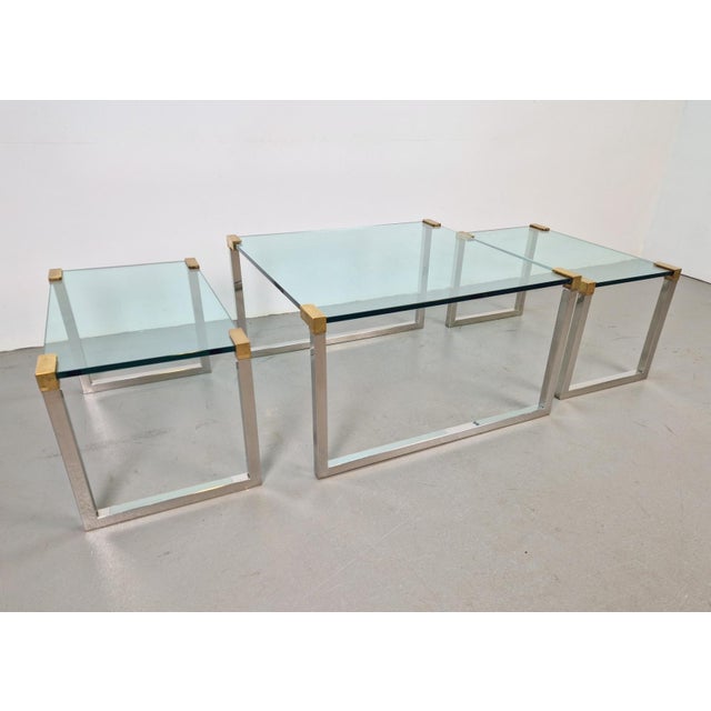 1970s T53 Coffee and Side Tables in Brass and Glass by Peter Ghyczy, 1970s, Set of 3 For Sale - Image 5 of 18