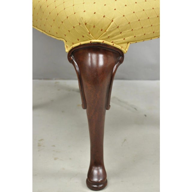 Queen Anne Vintage Queen Anne Style Cherry Wood Upholstered Dining Side Chairs - Set of 6 For Sale - Image 3 of 16