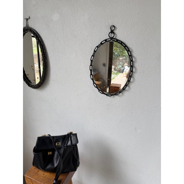 1950s Oval Brutalist Chain Mirror, 1950 For Sale - Image 5 of 18