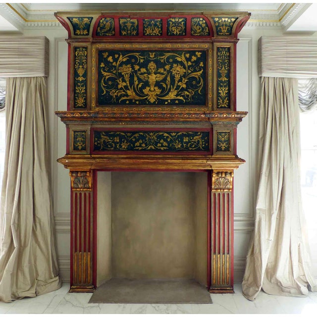 Wood Antique Oversized Italian Mediterranean Fireplace Mantel For Sale - Image 7 of 7