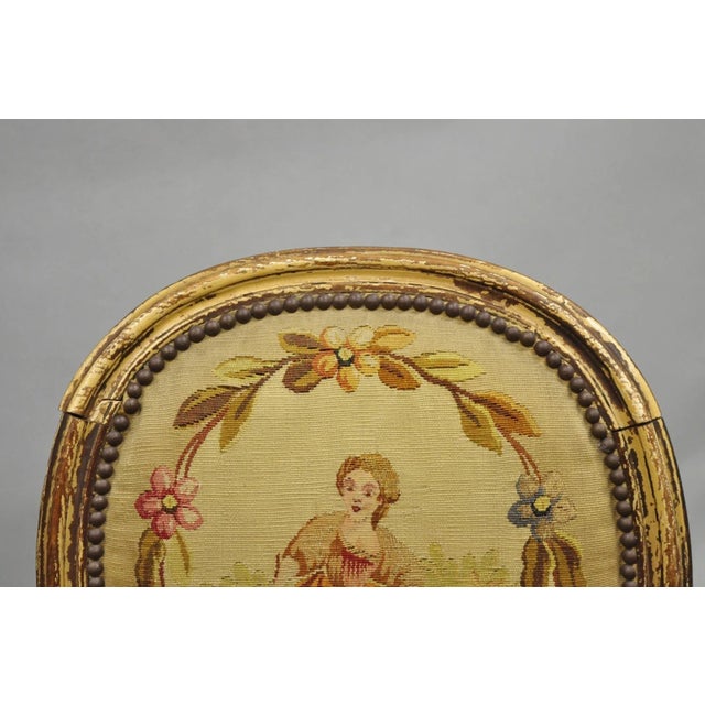 Antique French Louis XVI Style Aubusson Tapestry Fauteuil Arm Chairs - A Pair For Sale - Image 13 of 18