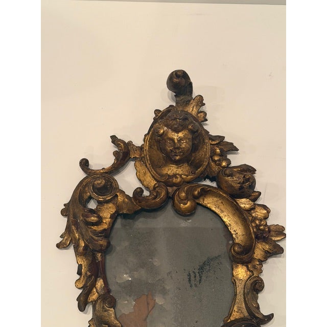 19th Century Carved Venetian Baroque Gilded Mirror With Mercury Glass For Sale - Image 4 of 13