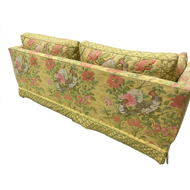 Vintage 1980s Custom-Made Thomasville Chinoiserie Floral & Bird Sofa For Sale - Image 12 of 16