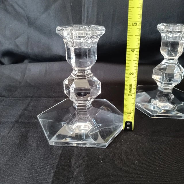 Vintage Val St Lambert Crystal Candlestick Holders-Set of 2 For Sale In Dallas - Image 6 of 8