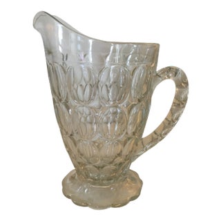 Vintage Textured Glass Pitcher For Sale