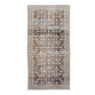 Pink, Gray, Charcoal and Brown Vintage Hamadan Rug With Flower Design For Sale
