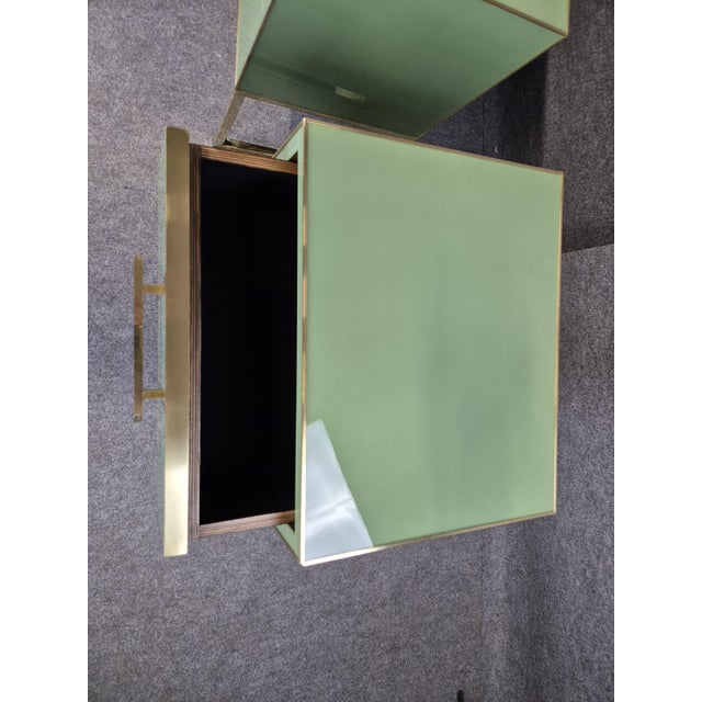 Pair of Green Glass Bedside Tables Made in Italy For Sale - Image 4 of 10