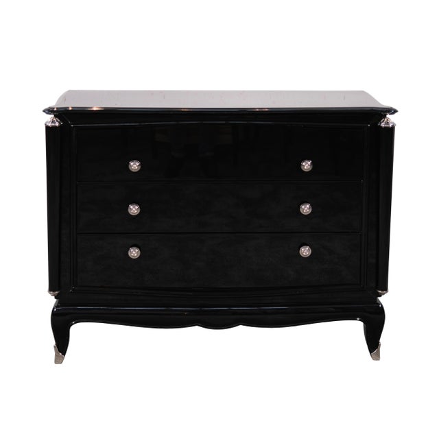 Art Deco Chest of 3 Drawers in High-Gloss Black Lacquer, France, 1930s For Sale - Image 11 of 11