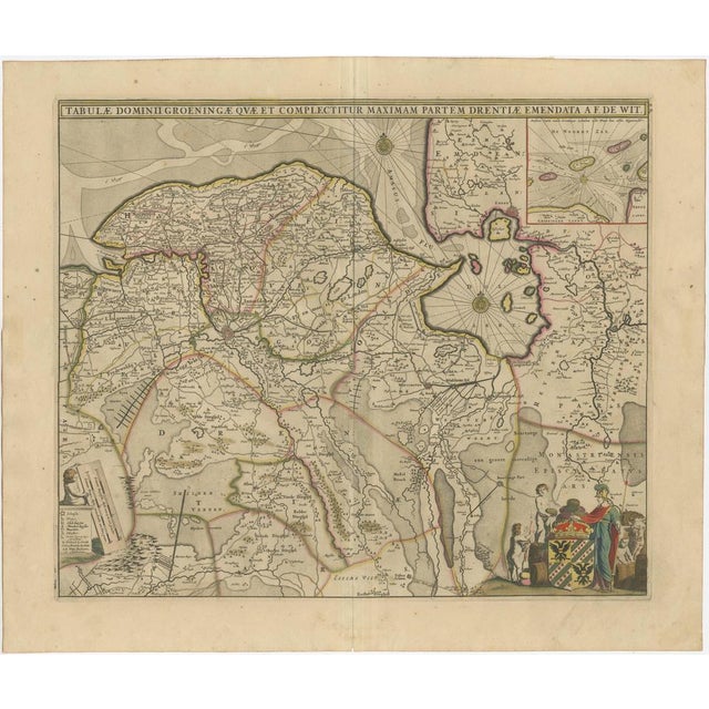 Antique map titled 'Tabulae dominii Groeningae quae et complecititur maximam partem Dreniae Emendata a F. de Wit'....