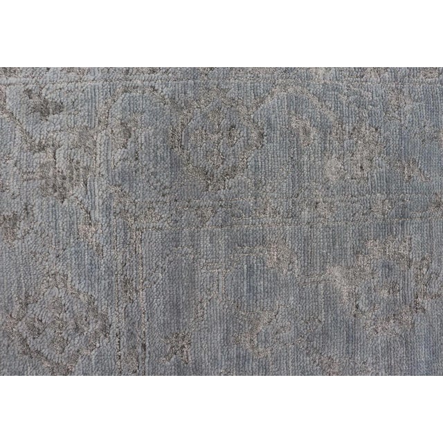 Blue Hand-Knotted Wool Rug by Keivan Woven Arts, Floral Design, 6' X 9' For Sale - Image 8 of 13