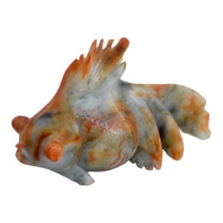 Chinese Carved Soapstone Goldfish Vintage Koi Figurine For Sale