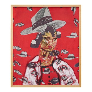 Jim Pirtle Red, Gray, and White Abstract Figurative Contemporary Painting of a Lady, 20th Century For Sale