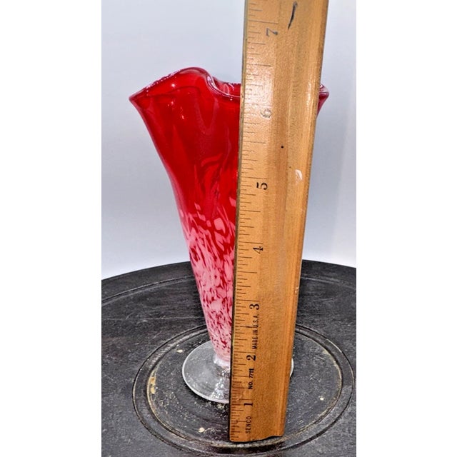 Make a striking statement with this Vintage Mid-Century Modern Murano-Style Hand-Blown Art Glass Vase. Featuring an...