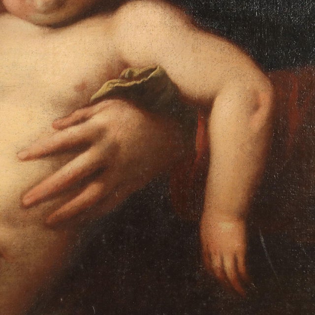Virgin Mary with Child and Saint John, Oil on Canvas, 17th Century, Framed For Sale - Image 5 of 12