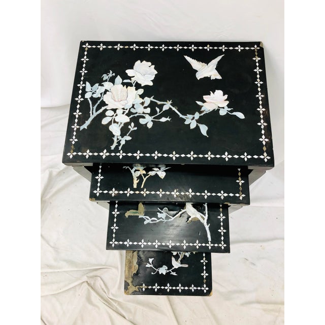 Antique Chinoiserie Painted Lacquerware Nesting Tables - Set of 4 ...