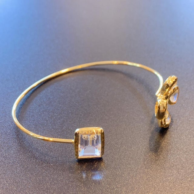 Bochic Jungle Gold and Silver White Topaz Bangle For Sale - Image 14 of 18