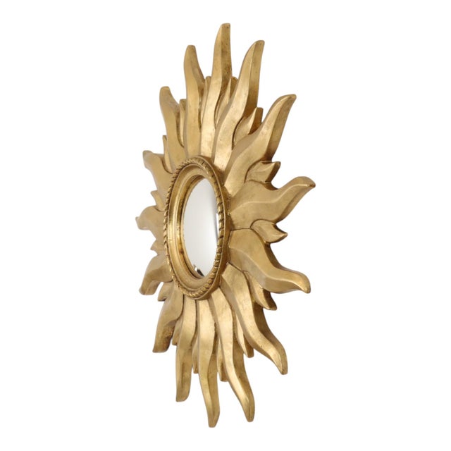 Vintage Convex Gilt Sunburst Witch Mirror, 1960s For Sale - Image 11 of 18