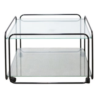 Vintage Two-Tier Table in Metal Tubing and Glass, Italy, 1980s For Sale