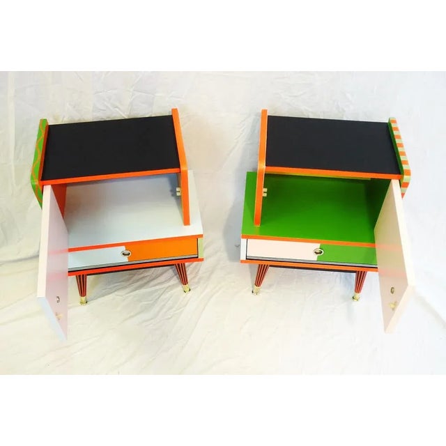 Small Colorful Nightstands, 1960s, Set of 2 For Sale - Image 6 of 11