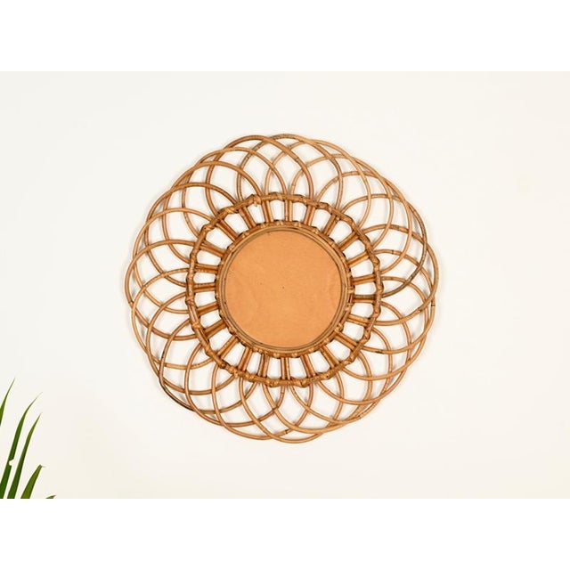Round Organic Mirror in Rattan and Wicker by Franco Albini, Italy, 1960s For Sale - Image 12 of 13