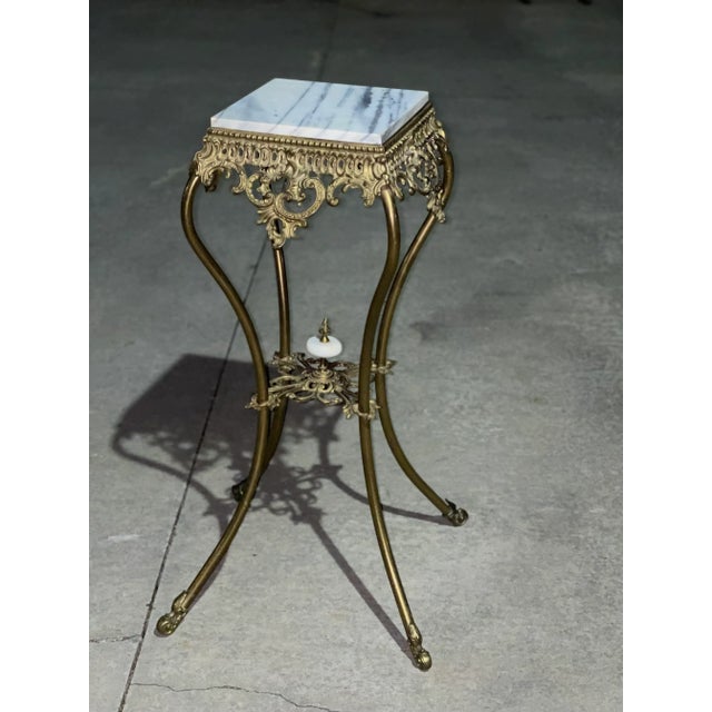 Victorian Late 19th Century Victorian Brass and Marble Pedestal For Sale - Image 3 of 8