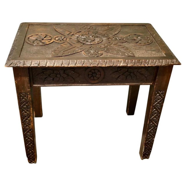 Gothic Carved Oak Side Table For Sale - Image 6 of 6