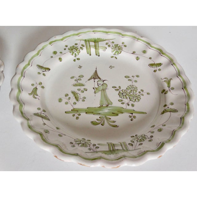 Moustier 19th-Century French Moustiers Chinoiserie Figural Plates, a Pair For Sale - Image 4 of 11