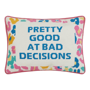 Pretty Good Embroidered Needlepoint Pillow, 10" x 14"